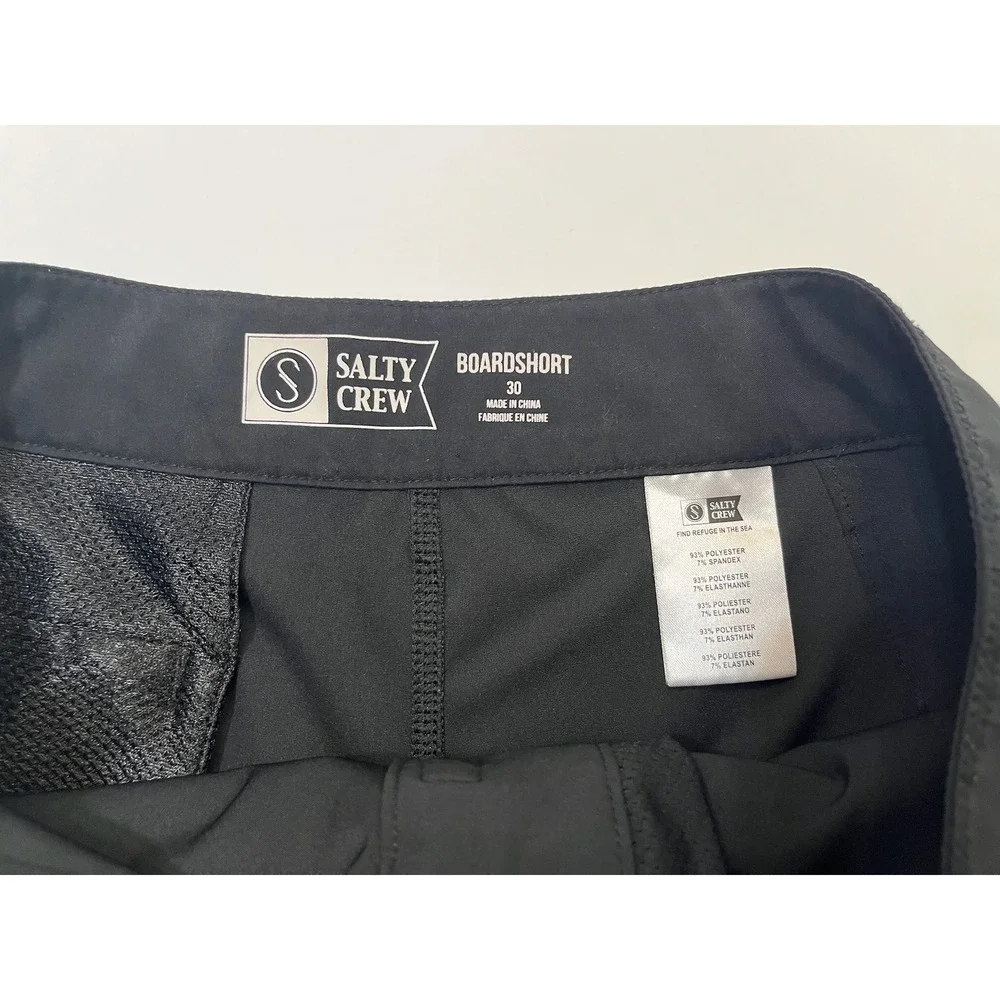 Salty Crew Boardshorts Mens 30 Black 4-Way Stretch Surf Swim Shorts